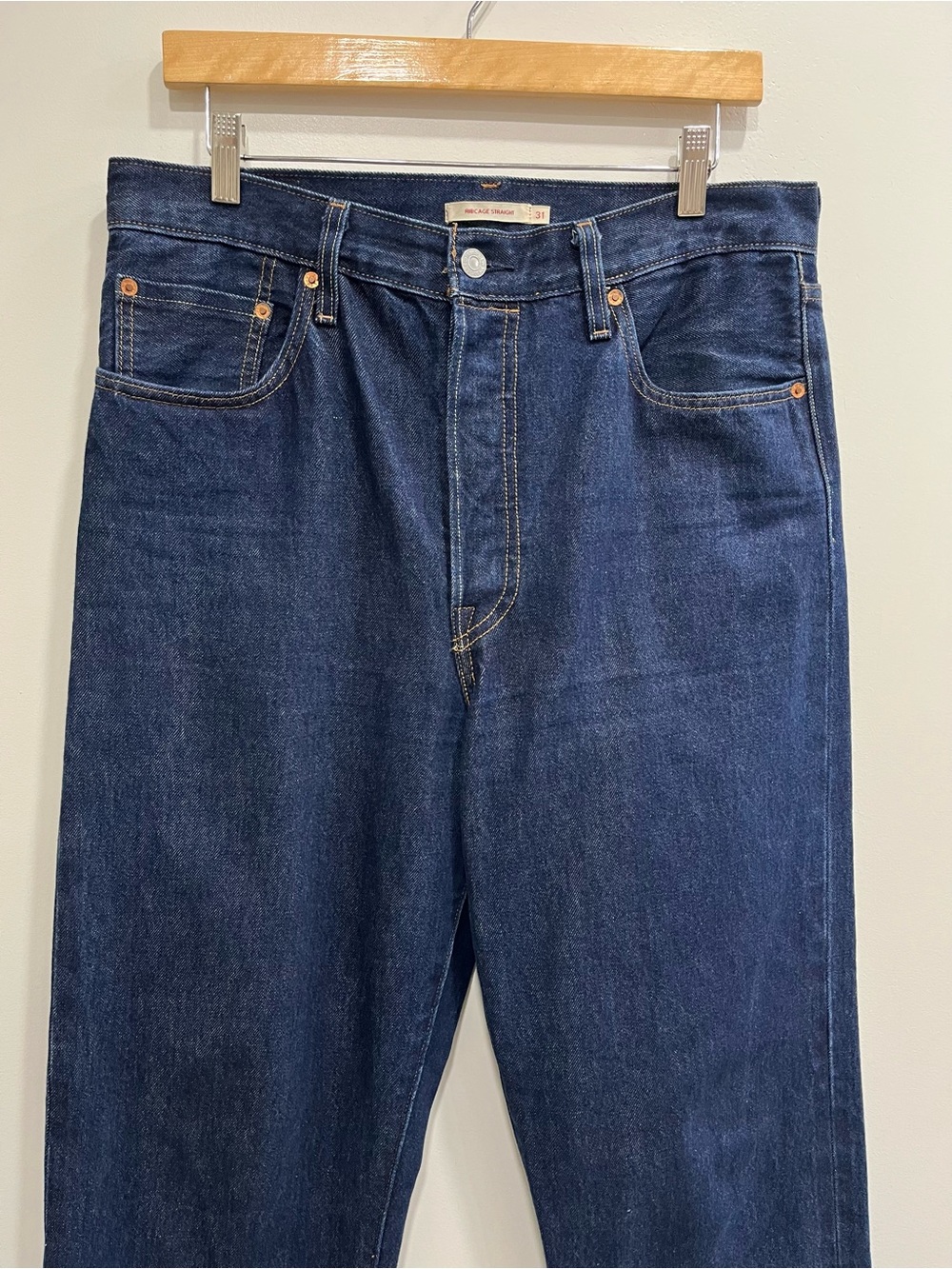 Levi’s Premium Denim RIBCAGE Straight Jeans Wide Cuff Selvedge Womans Size 31 - Picture 3 of 10